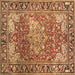 Square Medallion Brown Traditional Rug, tr23brn