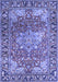 Machine Washable Medallion Blue Traditional Rug, wshtr23blu