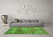 Machine Washable Medallion Green Traditional Area Rugs in a Living Room,, wshtr23grn