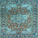 Square Medallion Light Blue Traditional Rug, tr23lblu