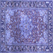 Square Machine Washable Medallion Blue Traditional Rug, wshtr23blu