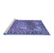 Sideview of Machine Washable Medallion Blue Traditional Rug, wshtr23blu