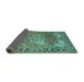 Sideview of Medallion Turquoise Traditional Rug, tr23turq