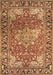 Machine Washable Medallion Brown Traditional Rug, wshtr23brn