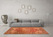 Machine Washable Medallion Orange Traditional Area Rugs in a Living Room, wshtr23org