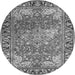 Machine Washable Medallion Gray Traditional Rug, wshtr23gry