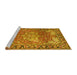 Sideview of Machine Washable Medallion Yellow Traditional Rug, wshtr23yw