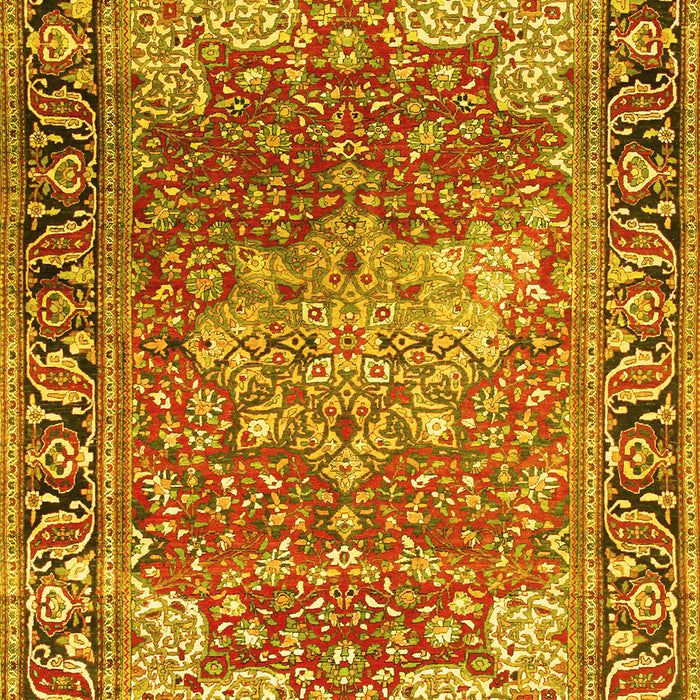 Machine Washable Medallion Yellow Traditional Rug, wshtr23yw