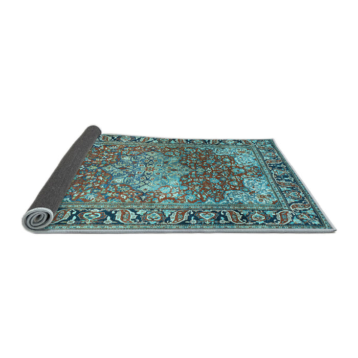 Sideview of Medallion Light Blue Traditional Rug, tr23lblu