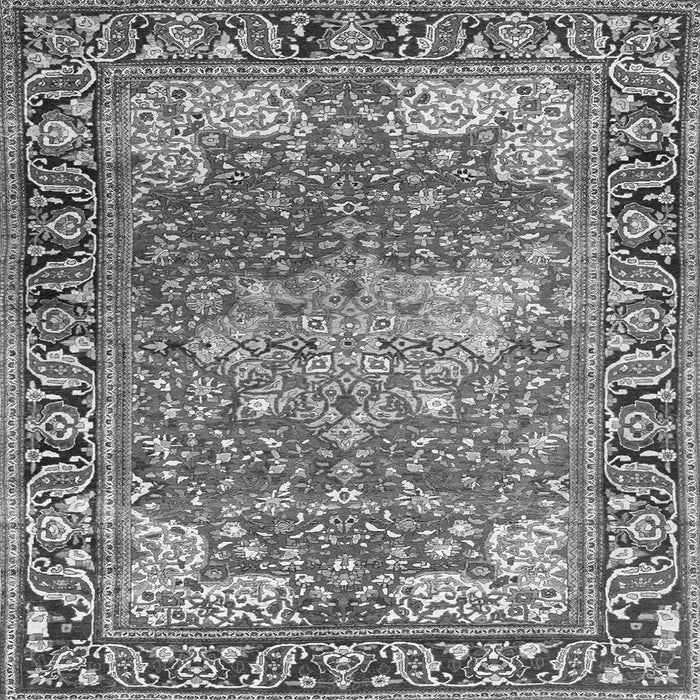 Round Machine Washable Medallion Gray Traditional Rug, wshtr23gry