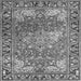 Round Machine Washable Medallion Gray Traditional Rug, wshtr23gry