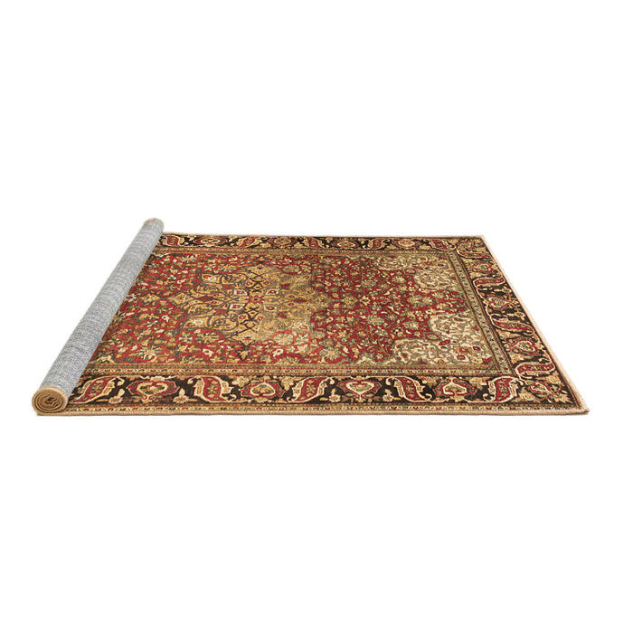 Sideview of Machine Washable Medallion Brown Traditional Rug, wshtr23brn