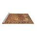 Sideview of Machine Washable Medallion Brown Traditional Rug, wshtr23brn