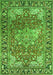 Serging Thickness of Machine Washable Medallion Green Traditional Area Rugs, wshtr23grn