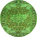 Machine Washable Medallion Green Traditional Area Rugs, wshtr23grn