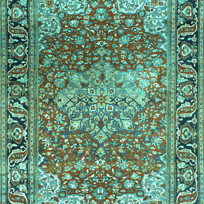 Machine Washable Medallion Turquoise Traditional Area Rugs, wshtr23turq