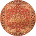 Machine Washable Medallion Orange Traditional Area Rugs, wshtr23org