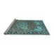 Sideview of Machine Washable Medallion Light Blue Traditional Rug, wshtr23lblu