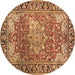 Round Medallion Brown Traditional Rug, tr23brn