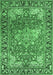 Machine Washable Medallion Emerald Green Traditional Area Rugs, wshtr23emgrn