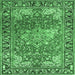 Square Machine Washable Medallion Emerald Green Traditional Area Rugs, wshtr23emgrn