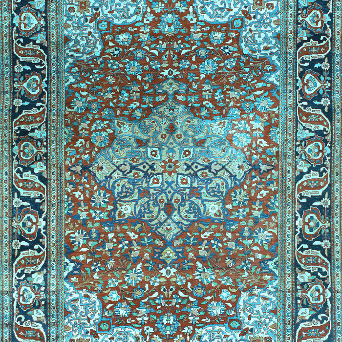 Machine Washable Medallion Light Blue Traditional Rug, wshtr23lblu