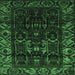 Square Machine Washable Persian Emerald Green Traditional Area Rugs, wshtr2400emgrn