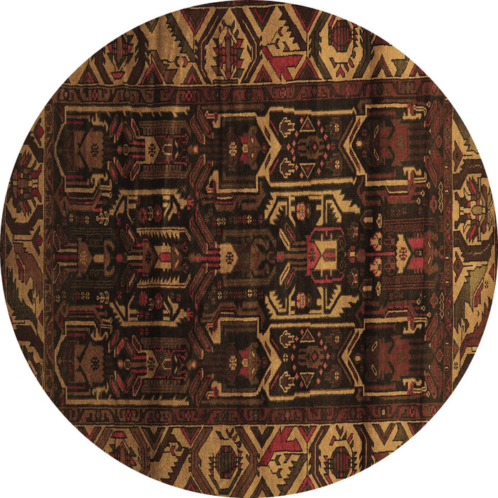 Round Persian Brown Traditional Rug, tr2400brn