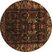 Round Persian Brown Traditional Rug, tr2400brn