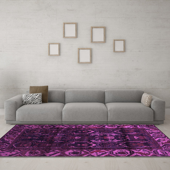 Machine Washable Persian Purple Traditional Area Rugs in a Living Room, wshtr2400pur