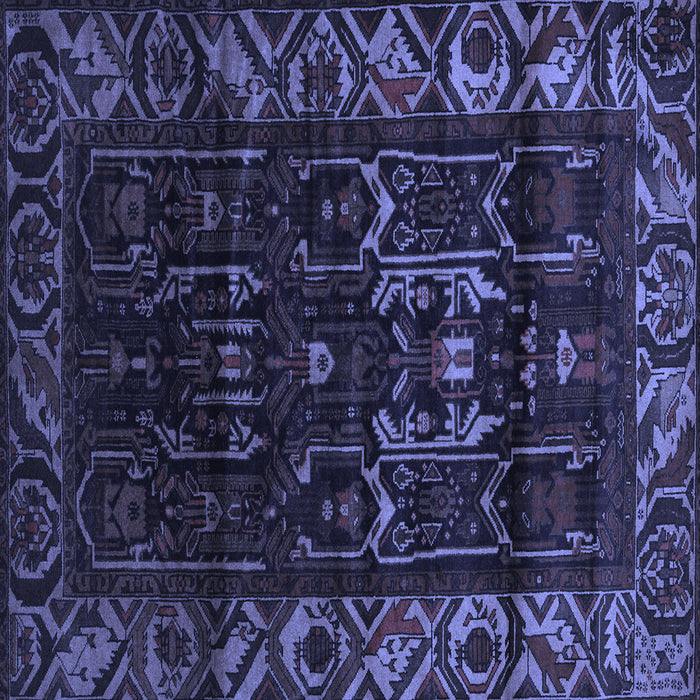 Square Machine Washable Persian Blue Traditional Rug, wshtr2400blu
