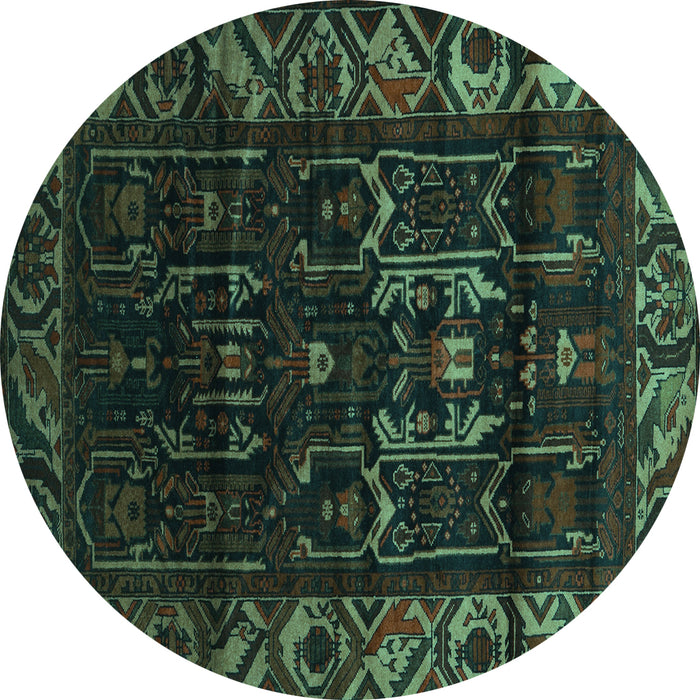 Round Persian Turquoise Traditional Rug, tr2400turq