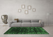 Machine Washable Persian Emerald Green Traditional Area Rugs in a Living Room,, wshtr2400emgrn