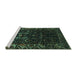 Sideview of Machine Washable Persian Turquoise Traditional Area Rugs, wshtr2400turq