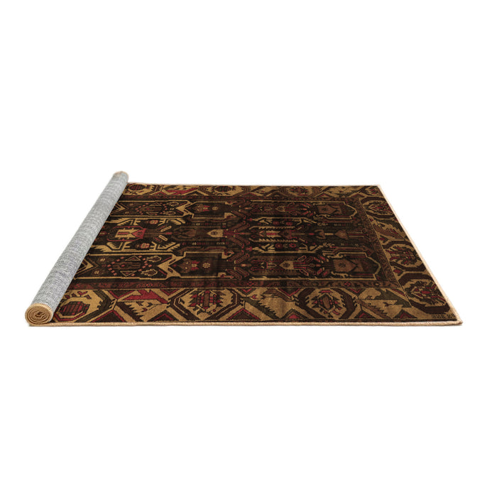 Sideview of Machine Washable Persian Brown Traditional Rug, wshtr2400brn