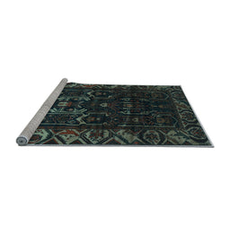 Sideview of Machine Washable Persian Light Blue Traditional Rug, wshtr2400lblu
