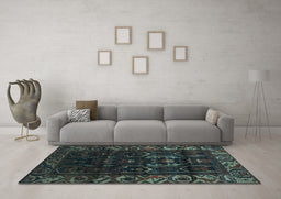 Machine Washable Persian Light Blue Traditional Rug in a Living Room, wshtr2400lblu
