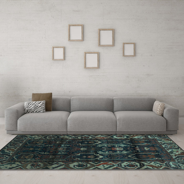Machine Washable Persian Light Blue Traditional Rug in a Living Room, wshtr2400lblu