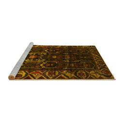 Sideview of Machine Washable Persian Yellow Traditional Rug, wshtr2400yw