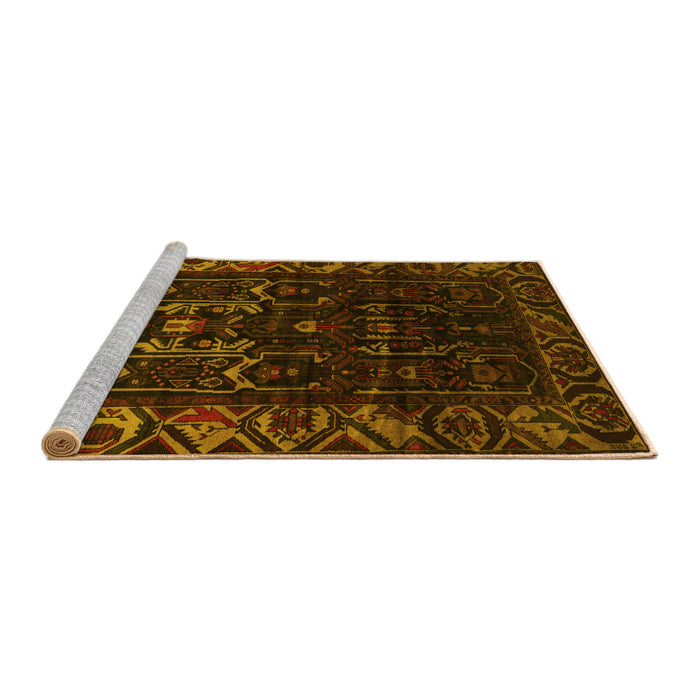 Sideview of Machine Washable Persian Yellow Traditional Rug, wshtr2400yw