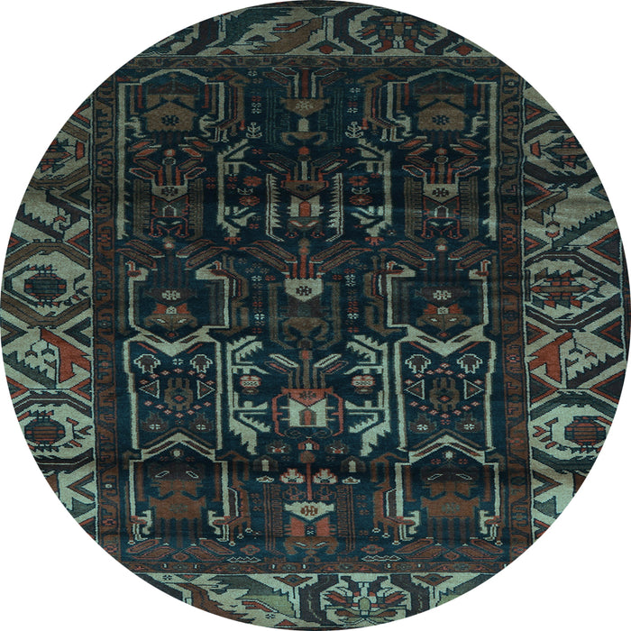 Round Machine Washable Persian Light Blue Traditional Rug, wshtr2400lblu