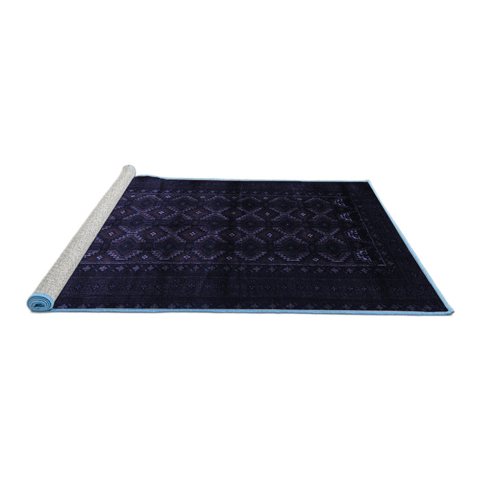 Sideview of Machine Washable Southwestern Blue Country Rug, wshtr2401blu