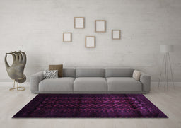 Machine Washable Southwestern Purple Country Area Rugs in a Living Room, wshtr2401pur