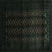 Square Southwestern Turquoise Country Rug, tr2401turq
