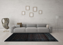 Machine Washable Southwestern Light Blue Country Rug in a Living Room, wshtr2401lblu