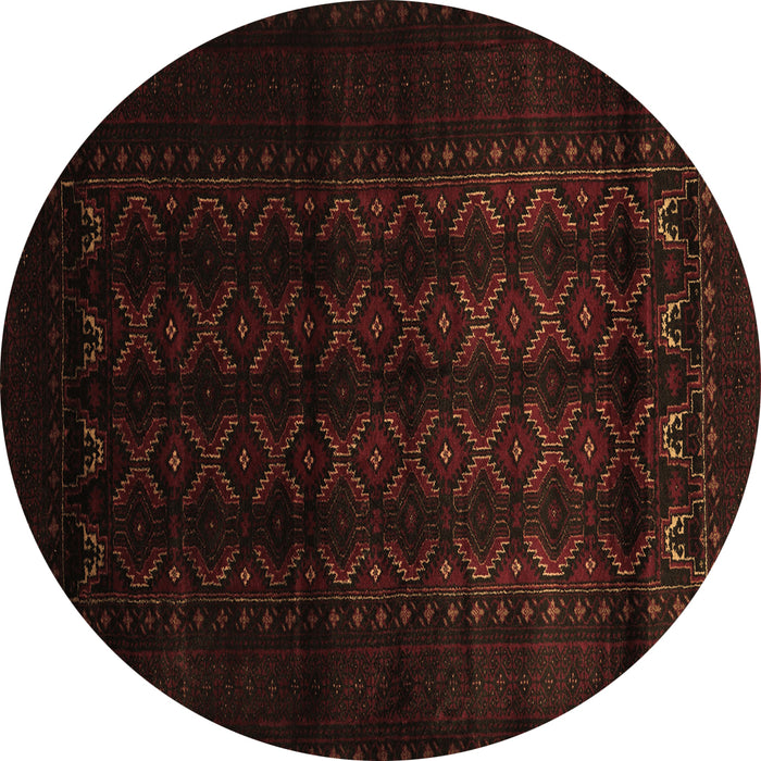 Round Southwestern Brown Country Rug, tr2401brn