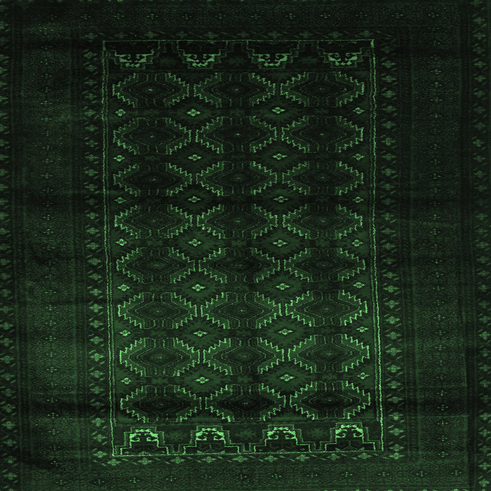 Square Machine Washable Southwestern Emerald Green Country Area Rugs, wshtr2401emgrn