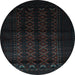 Round Southwestern Light Blue Country Rug, tr2401lblu