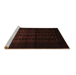 Sideview of Machine Washable Southwestern Brown Country Rug, wshtr2401brn