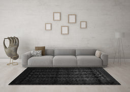 Machine Washable Southwestern Gray Country Rug in a Living Room,, wshtr2401gry